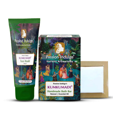 Kumkumadi Natural Handmade Bath Bar & Kumkumadi Natural Face Mudd Pack For Skin Glow, Shine & Brightness with Saffron, Vetiver and 16 Herbs