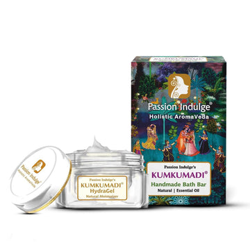 Kumkumadi Natural Handmade Bath Bar & Kumkumadi Hydragel Moisturizer SPF15 Cleanser For Skin Glow, Shine & Brightness with Saffron, Vetiver and 16 Herbs