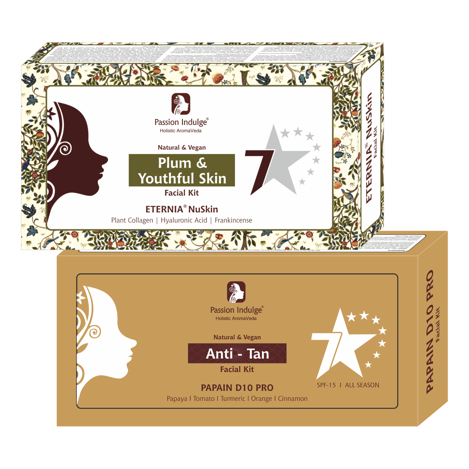 Eternia Nuskin 7 Star & Papain D10 7 Star Facial Kit PACK OF 2 - For Anti Ageing skin & Tan Removal - passionindulge
