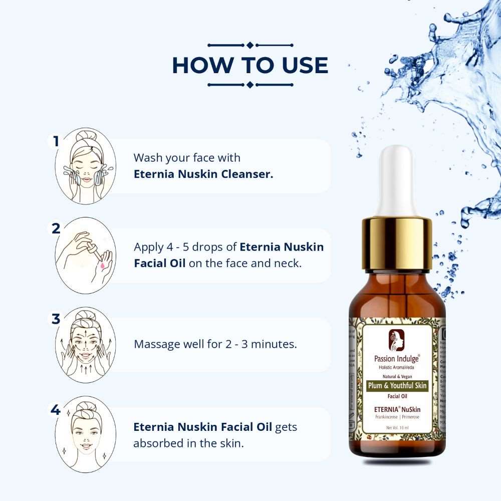 Eternia NuSkin Facial Oil 10ml For Youthful Skin, Anti-Aging | Anti-Wrinkle | Skin Hydration & Nourishes | With Frankincense & Primerose  | Natural