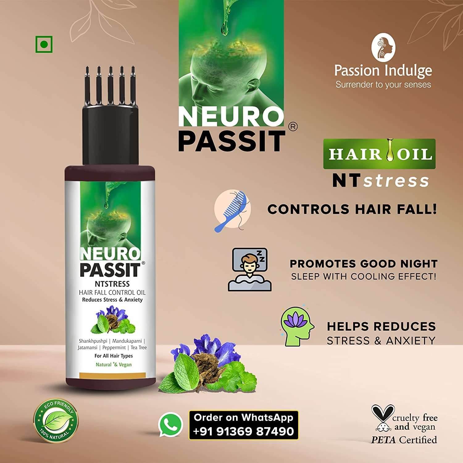 Hair Fall Control Combo Kit- With Rosemary Essential oil Activator 10ml & Neuropassit NTstress Hair fall control & Cooling oil 100ml - passionindulge