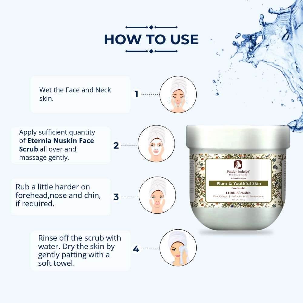 Eternia NuSkin Face Scrubb 200gm For Youthful Skin, Anti-Aging | Anti-Wrinkle | Skin Hydration & Nourishes | With Plant Collagen, Hyaluronic Acid & Frankincense | Natural - passionindulge