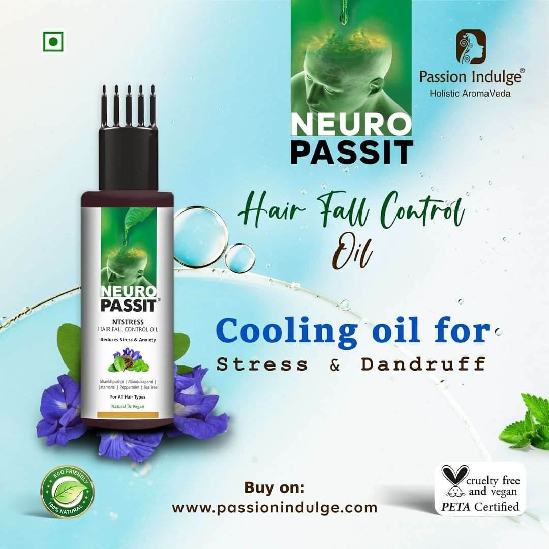 Natural Neuropassit NTstress Hair fall control & Cooling oil, Reduce Stress & Anxiety, Promote Good Sleep 100ml & Aloe Tree 2 in 1 Anti Dandruff & Oily Scalp Conditioning shampoo 100ml - passionindulge