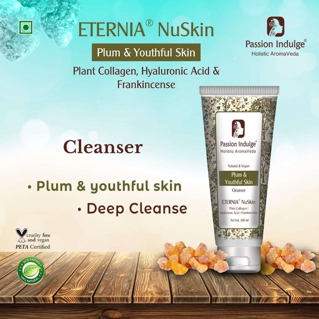 Eternia NuSkin Cleanser 100ml For Youthful Skin, Anti-Aging | Anti-Wrinkle | Reduces Fine Lines & Wrinkles | Skin Hydration & Nourishes | Healthy Skin With Plant Collagen, Hyaluronic Acid & Frankincense | Natural