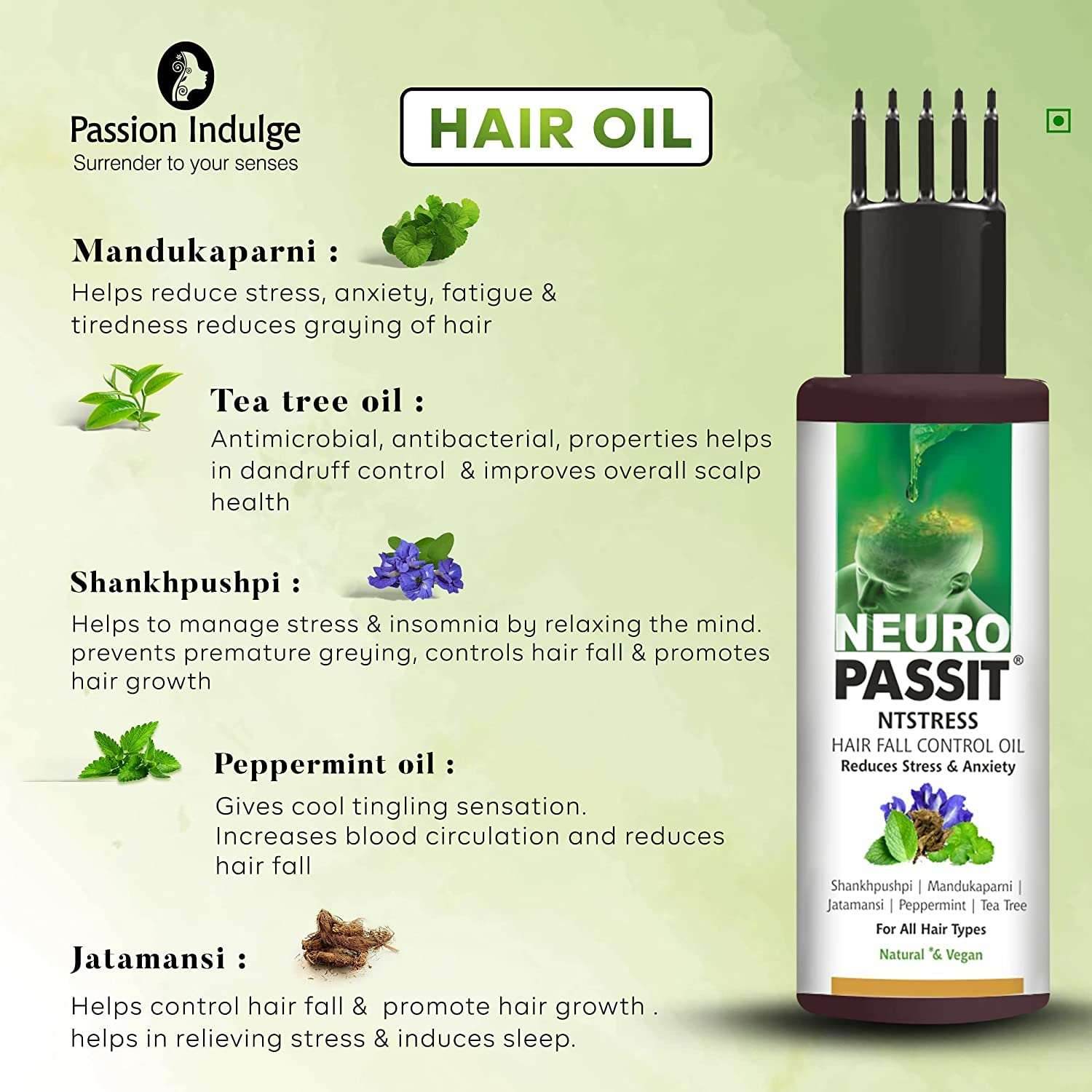 Hair Fall Control Combo Kit- With Rosemary Essential oil Activator 10ml & Neuropassit NTstress Hair fall control & Cooling oil 100ml - passionindulge