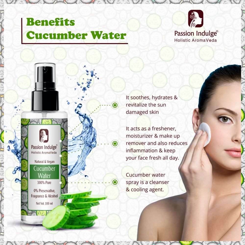 Cucumber Water | Makeup Remover 100ml | Acne Removal & Reduce Skin Inflammation | Moisturizer with Cooling Agent Cucumber - passionindulge