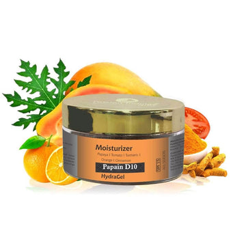 Papain D10 Natural Hydra Gel Moisturizer Reduces Tan | Improves Tone & Texture | SPF 15 | UV Protection |All Skin Type | For all Women & Men | Ayurvedic | Natural & Vegan - passionindulge