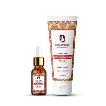 Pearl Light Cleanser 100ml & Facial Oil 10ml For Dark Spots Reduction | Skin Brightening & Lightening | Glowing Skin | Natural & Vegan | Ayurvedic - passionindulge
