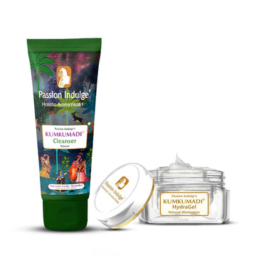 Kumkumadi Face Cleanser 100ml & Hydragel (Moisturizer) 50gm For Glowing Skin | Shine & Brightness | Anti Ageing | Anti Wrinkle | Pigmentation |with Saffron, Vetiver & 16 Herbs | Natural & Ayurvedic | for all Skin Type - passionindulge