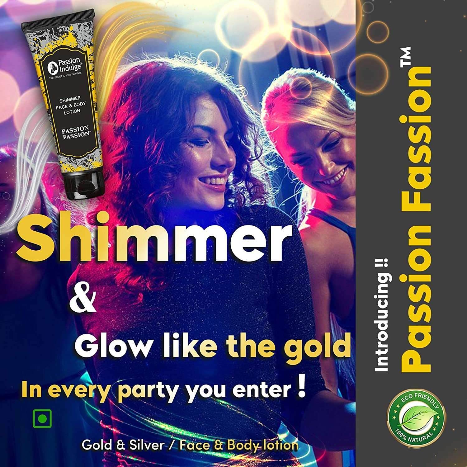 Passion Fassion Gold and Silver Shimmer Bling Lotion-100 ml - passionindulge