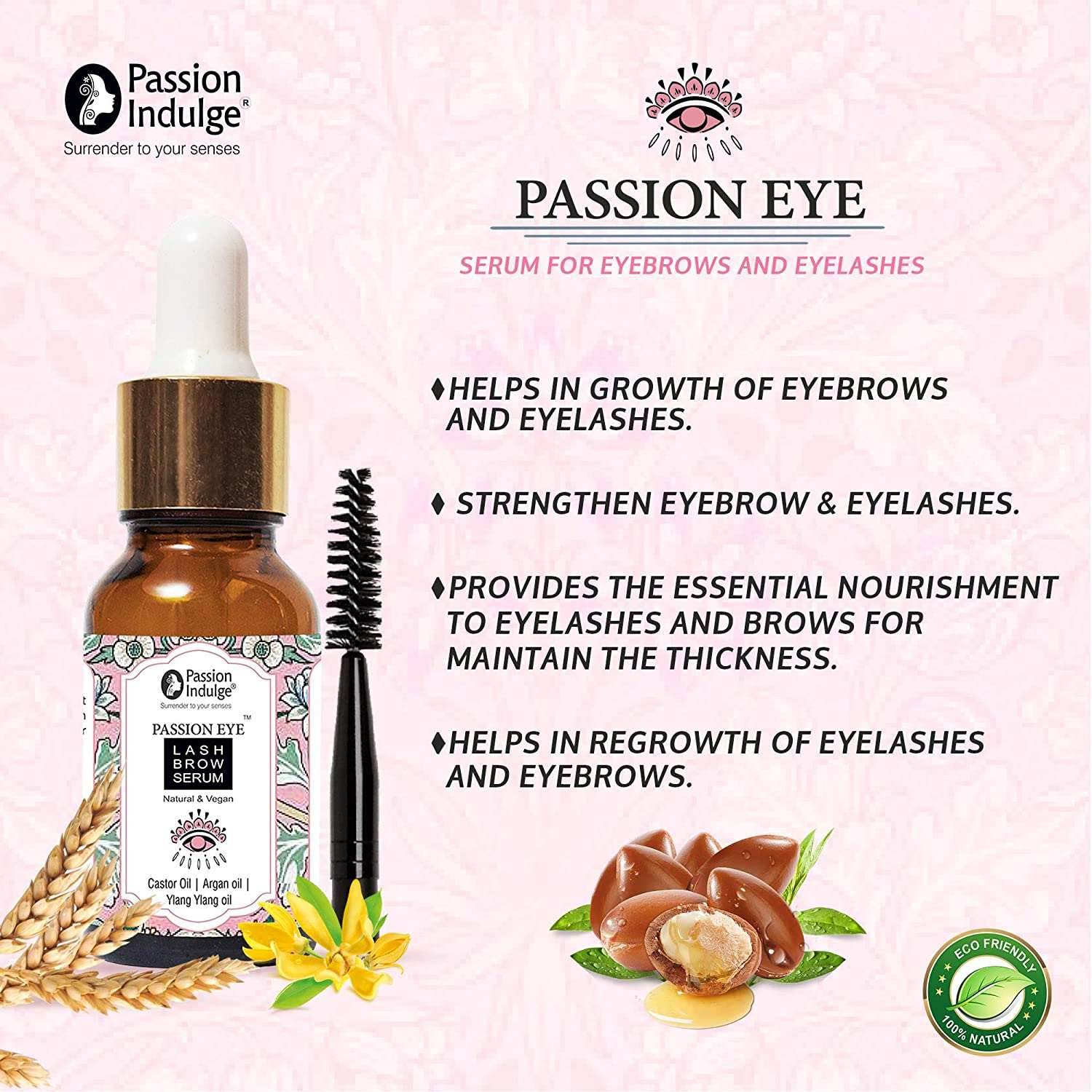 Eye serum for Growth of Eye Lashes and Eye Brow | Eyelash Oil | Eye Brow Oil | Eye Brow Enhancer | Castor Oil for Eye Brow & Eyelashes | 100% Natural Eye Lash & Eye Brow Oil | Natural & Vegan 10ML - passionindulge
