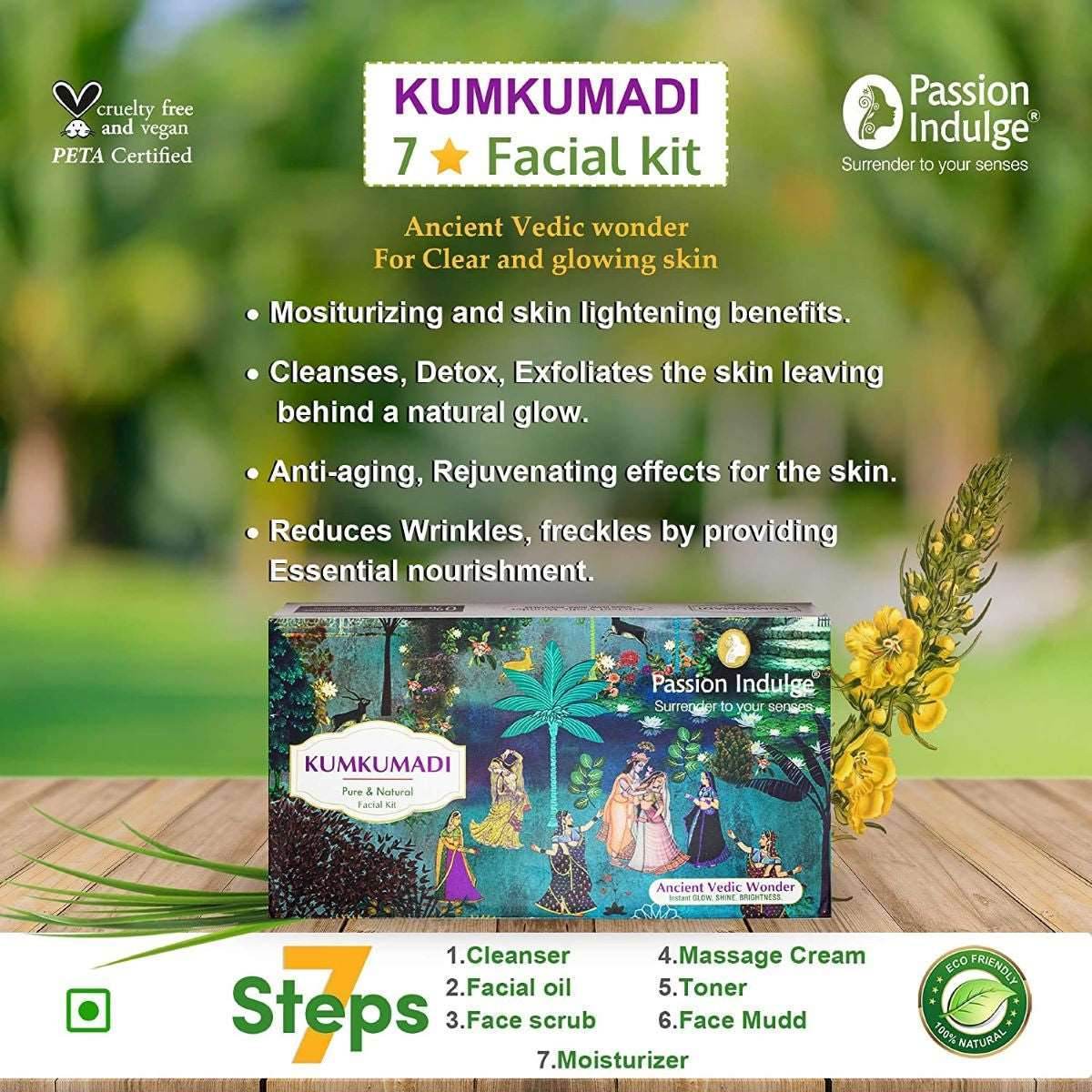 Kumkumadi Pro-Bridal Facial Kit | Pure and Natural | For Skin Shine and Brightness With Saffron, Vetiver Oil, and 16 Herbs| All Skin Types | 7 Steps | Bridal Kit - passionindulge