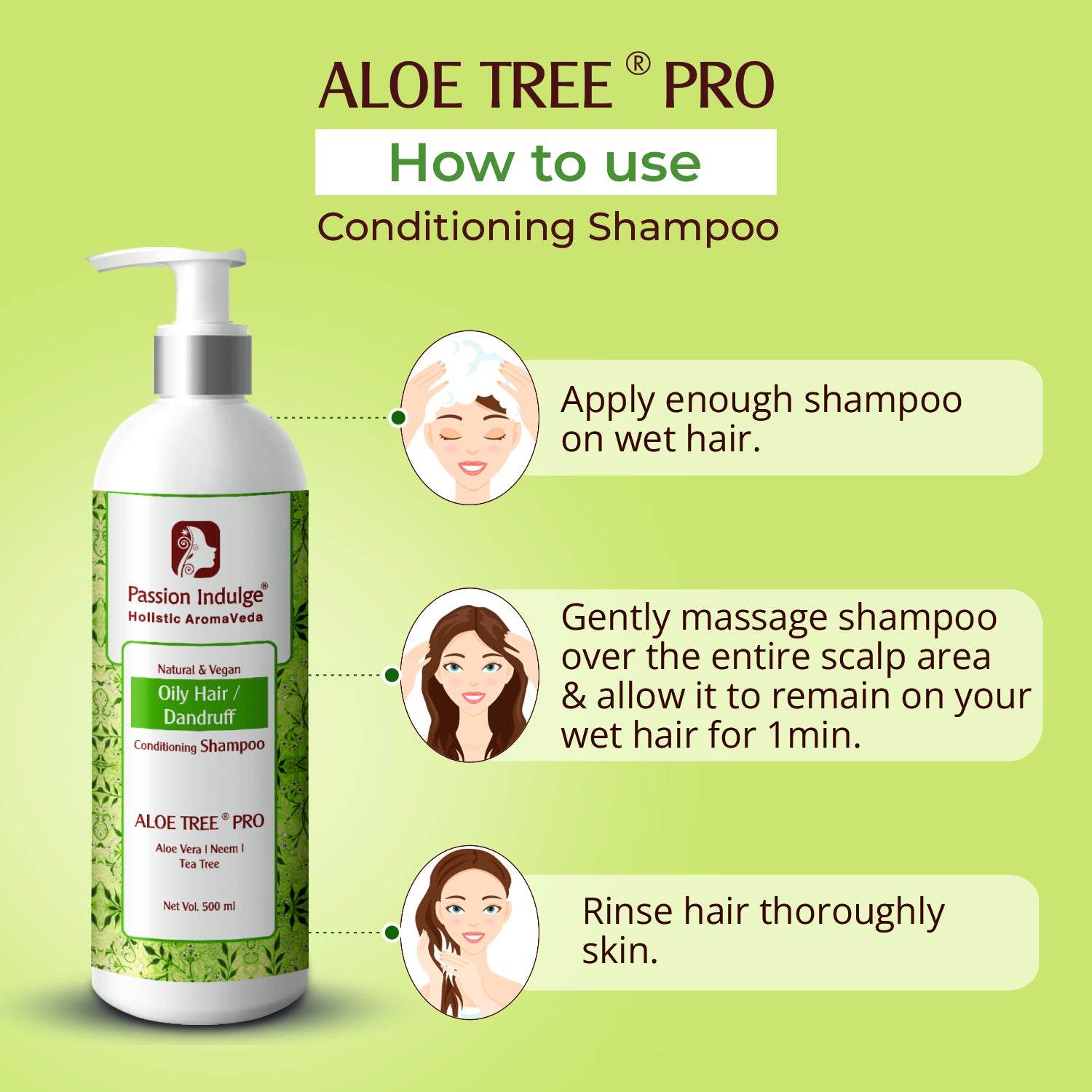 Professional Anti-Dandruff Conditioning Shampoo-ALOE TREE PRO- 500 ml, for Oily scalp - passionindulge
