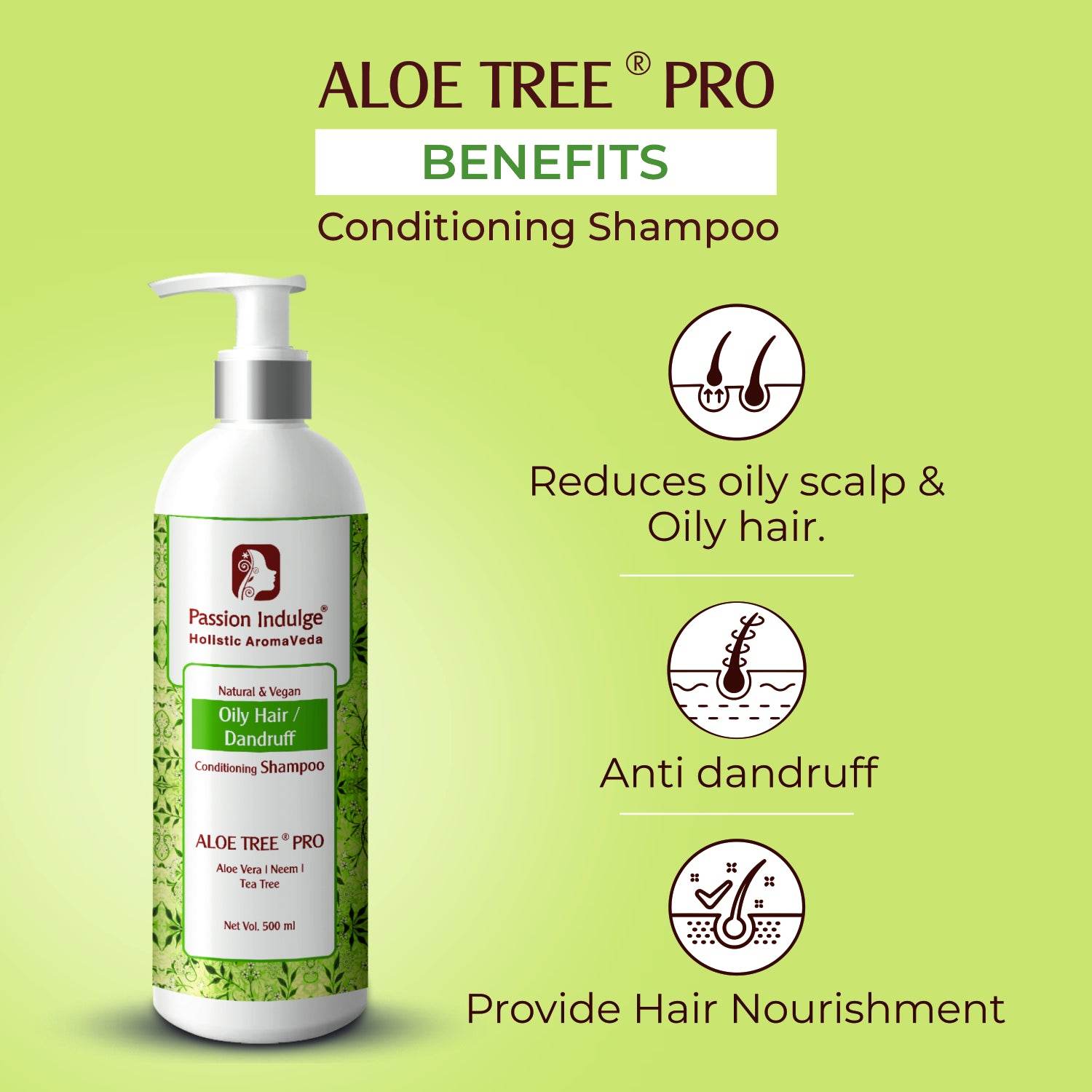 Professional Anti-Dandruff Conditioning Shampoo-ALOE TREE PRO- 500 ml, for Oily scalp - passionindulge