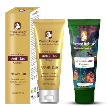 Mother & Daughter Set of 2 Cleanser | Glow Together : Papain Anti-tan & Kumkumadi Glowing skincare - passionindulge