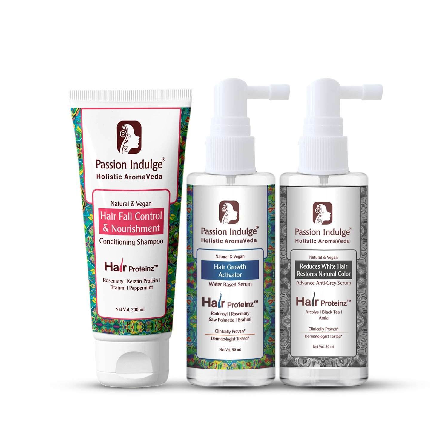 Hair Growth Kit With Anti-Greying Arcolys For Greying Hair , Rosemary Hair Growth Activator Serum & Rosemary Hair Fall Control Shampoo - passionindulge