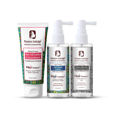 Hair Growth Kit With Anti-Greying Arcolys For Greying Hair , Rosemary Hair Growth Activator Serum & Rosemary Hair Fall Control Shampoo - passionindulge