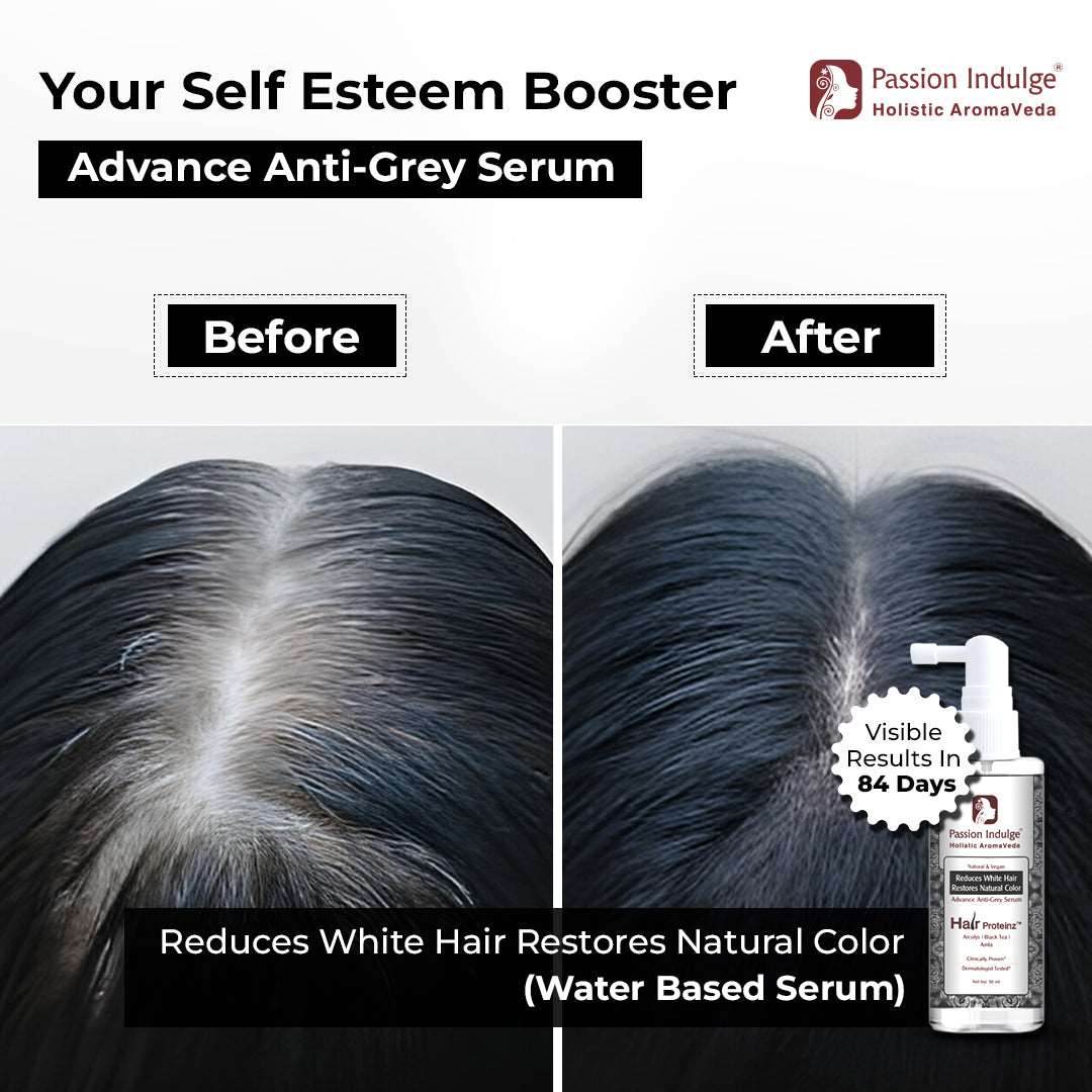 HAIR PROTEINZ ANTI-GREY HAIR SERUM - PACK OF 2 with Arcolys, Black Tea & Amla | Reduces White Hair | Restore Natural Color - passionindulge