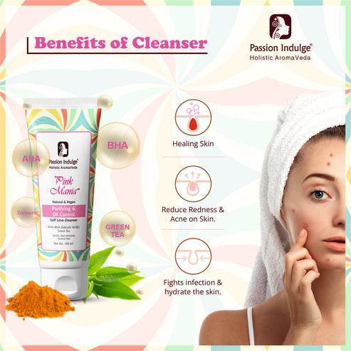 Salicylic acid Acne Control Kit - Pinkmania Cleanser, Serum & Moisturizer - passionindulge
