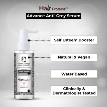 HAIR PROTEINZ ANTI-GREY HAIR SERUM - PACK OF 2 with Arcolys, Black Tea & Amla | Reduces White Hair | Restore Natural Color - passionindulge