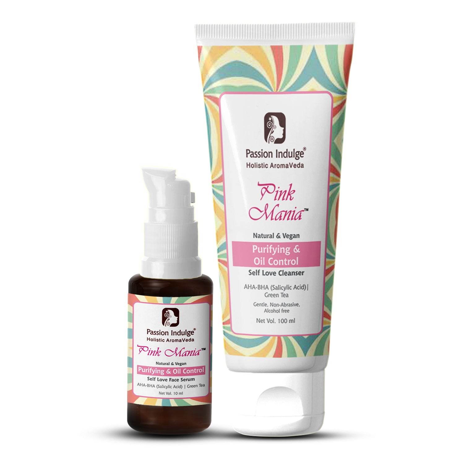 Pink Mania AHA BHA Purifying & Oil Control Face Cleanser & AHA-BHA Serum For Acne Control Purifying Skin - passionindulge