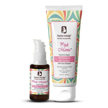 Pink Mania AHA BHA Purifying & Oil Control Face Cleanser & AHA-BHA Serum For Acne Control Purifying Skin - passionindulge
