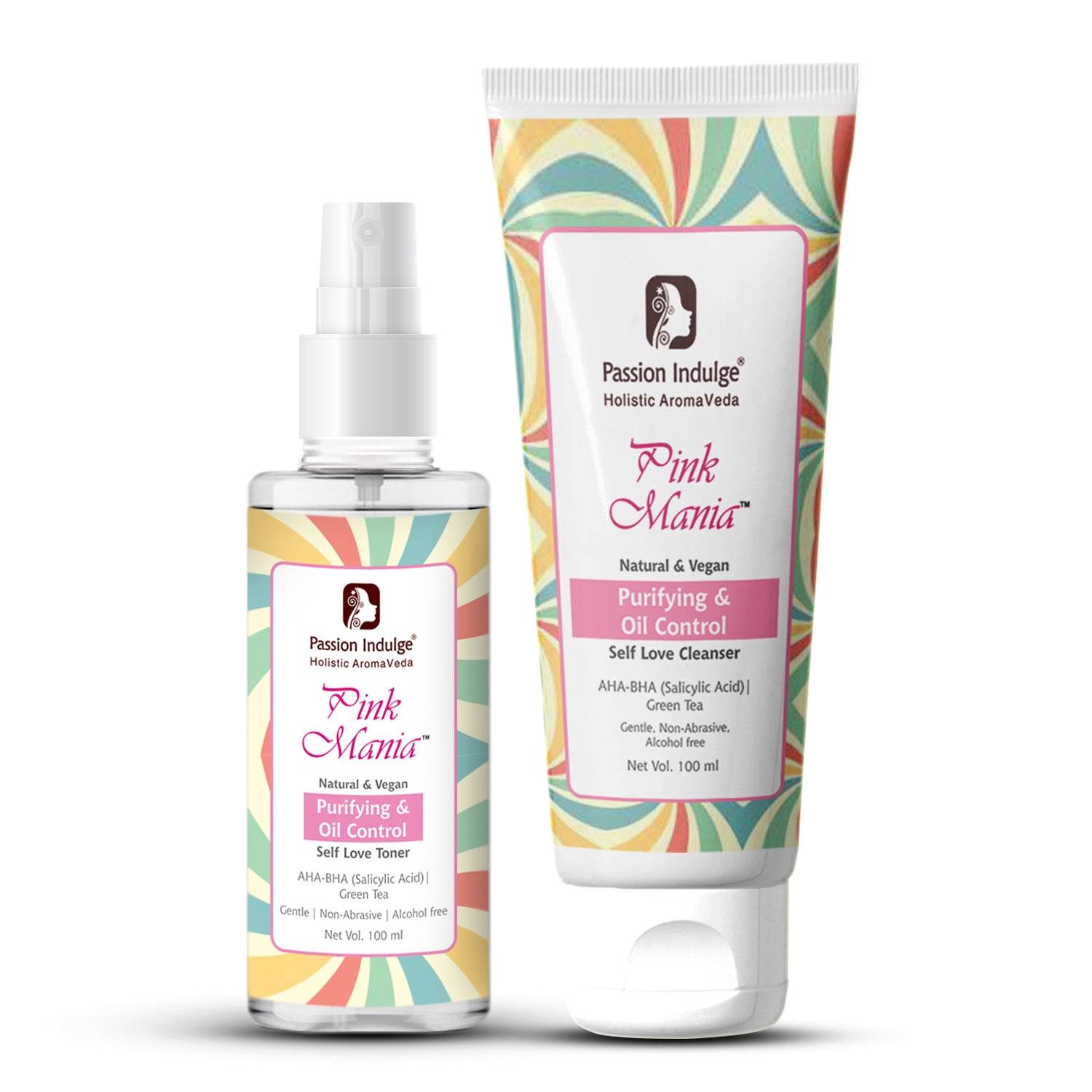 Pink Mania AHA BHA Purifying & Oil Control Face Cleanser & AHA-BHA Face Toner For Acne Control & Clear Skin - passionindulge