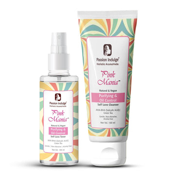 Pink Mania AHA BHA Purifying & Oil Control Face Cleanser & AHA-BHA Face Toner For Acne Control & Clear Skin - passionindulge