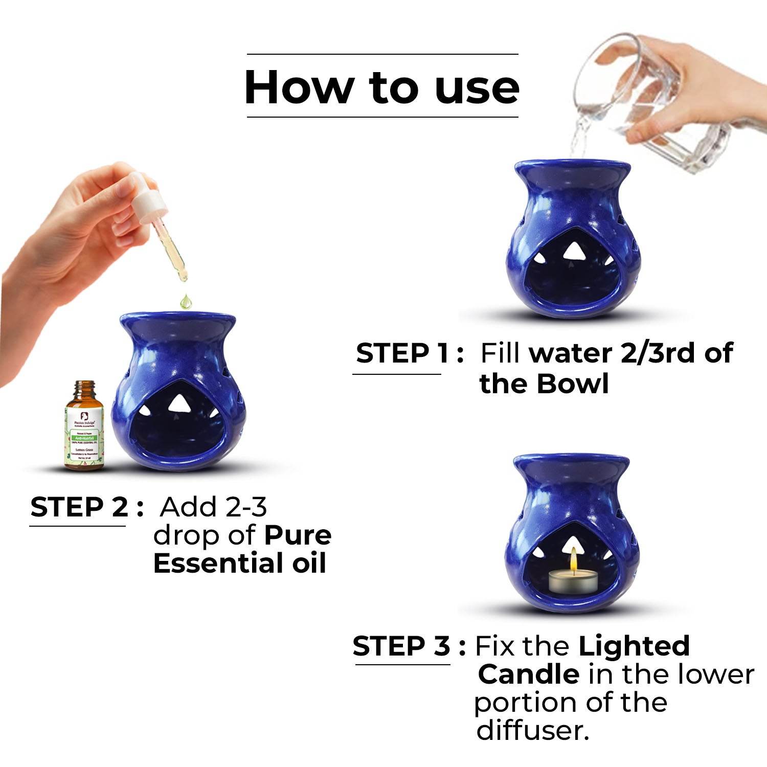 Candle Diffuser | Aromatherapy Diffuser with FREE Pure Lemongrass Essential oil | Natural Aroma Diffuser for Offices, Homes & Spa - passionindulge