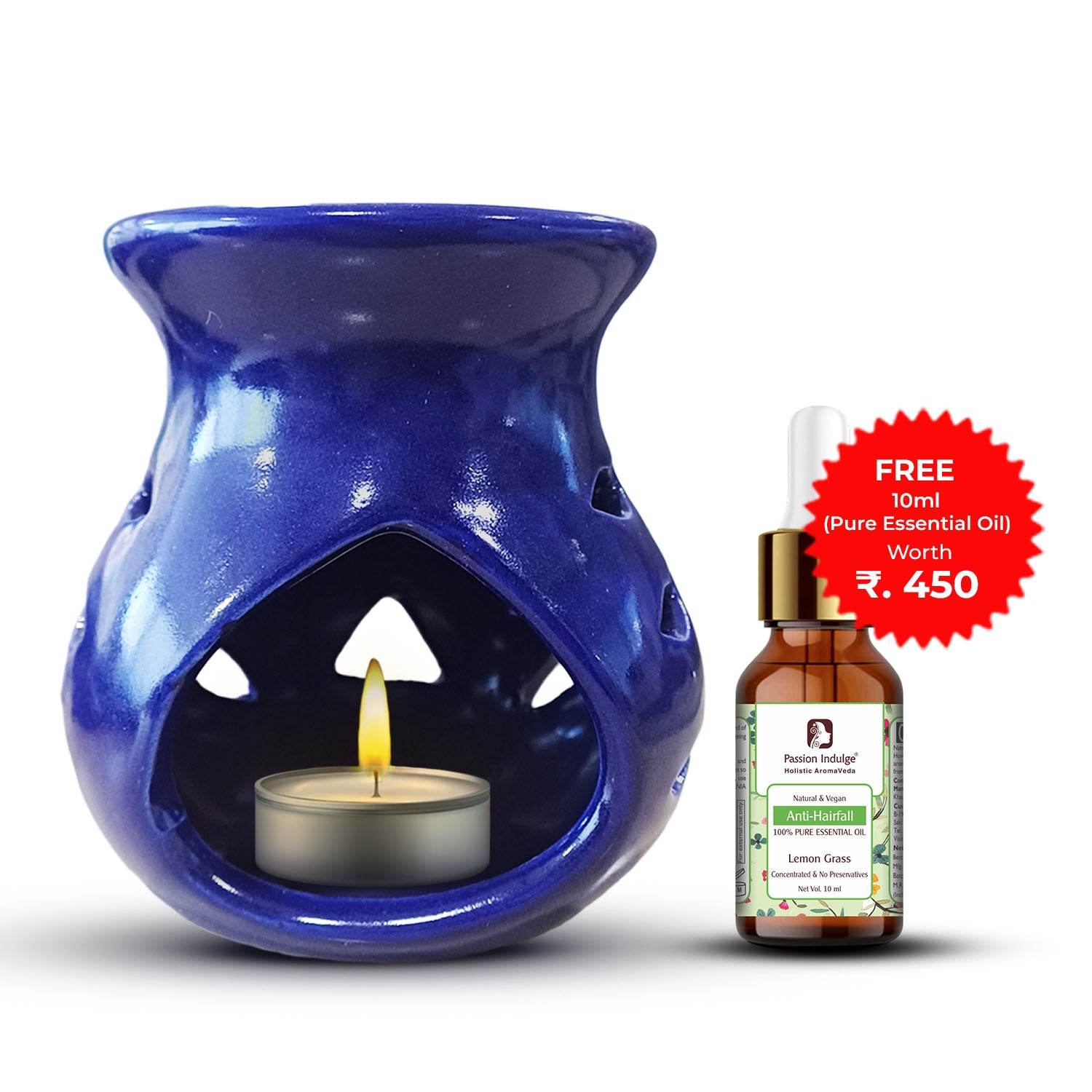 Candle Diffuser | Aromatherapy Diffuser with FREE Pure Lemongrass Essential oil | Natural Aroma Diffuser for Offices, Homes & Spa - passionindulge