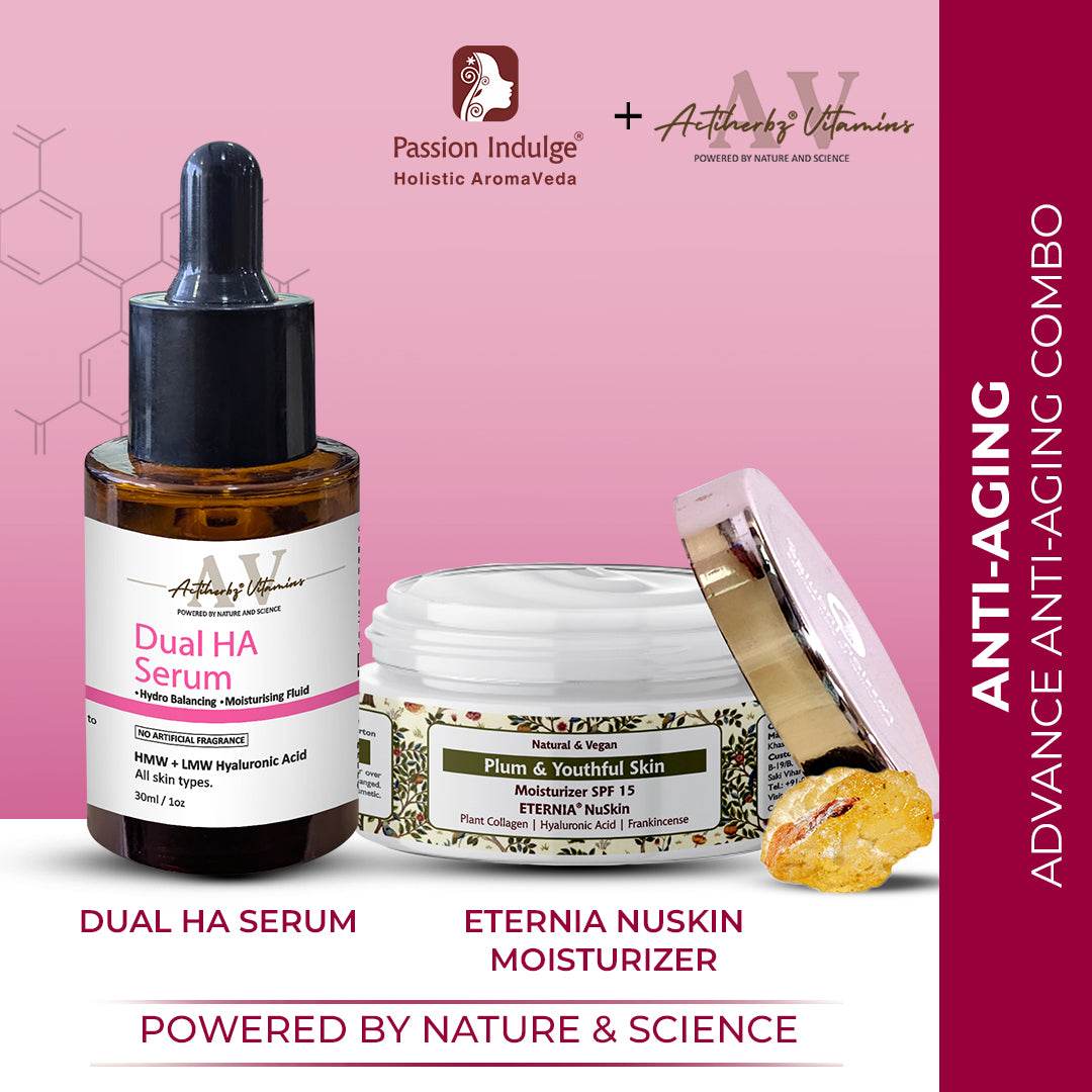 ADVANCE ANTI-AGING COMBO - Passion Indulge Eternia NuSkin Moisturizer 50g & ACTIHERBZ vitamins DUAL Hyaluronic Acid Face Serum 30ml - passionindulge
