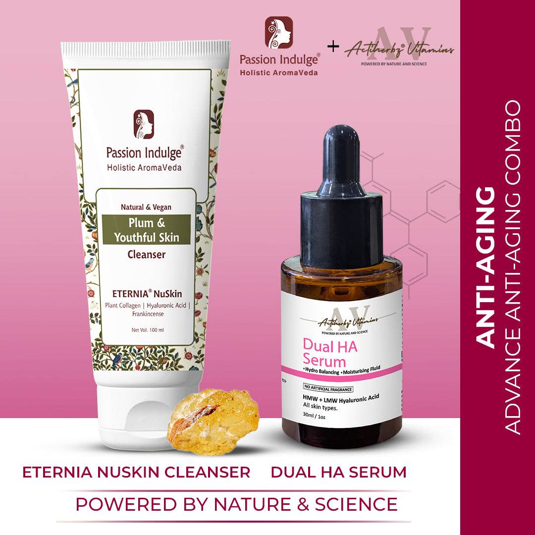ADVANCE ANTI-AGING COMBO - Passion Indulge Eternia NuSkin Cleanser 100ml & ACTIHERBZ vitamins DUAL Hyaluronic Acid Face Serum 30ml - passionindulge