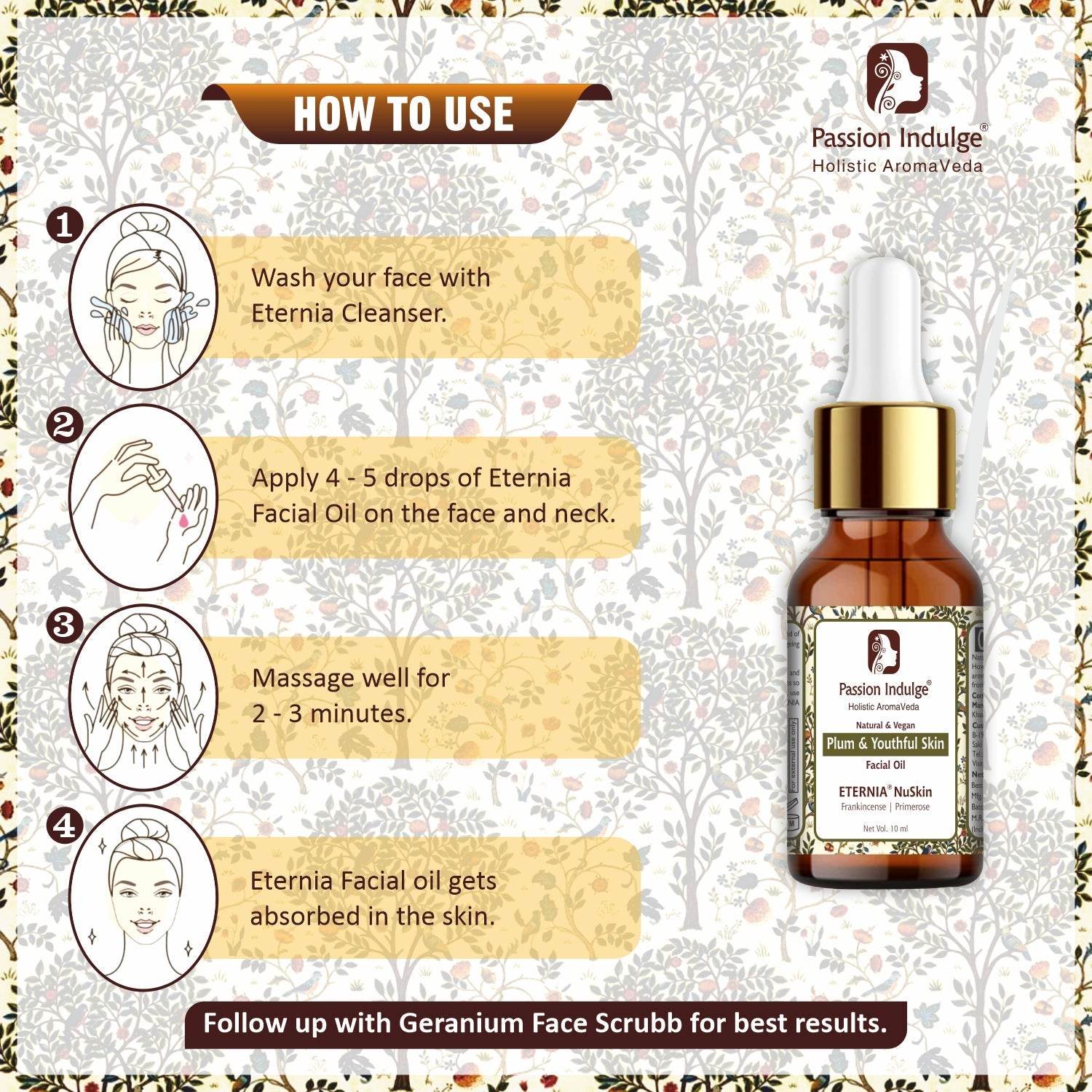 Eternia NuSkin Face Cleanser 100ml & Eternia NuSkin Facial Oil 10ml Combo For Youthful Skin, Anti-Aging | Anti-Wrinkle | Skin Hydration & Nourishes | With Plant Collagen, Hyaluronic Acid , Frankincense & Primerose | Natural - passionindulge