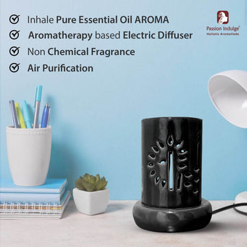 Electric Diffuser with FREE Pure Lemongrass Essential oil  for Aromatherapy, Banyan Tree Design Diffuser for Offices, Restaurant, Living rooms  (Black)