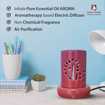 Electric Diffuser with FREE Pure essential oil for Aromatherapy, Banyan Tree Design Diffuser for Offices, Restaurant, Living rooms  (Red)