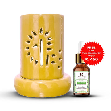 Electric Diffuser with FREE Pure Lemongrass Essential oil  l for Aromatherapy, Banyan Tree Design Diffuser for Offices, Restaurant, Living rooms (Yellow)