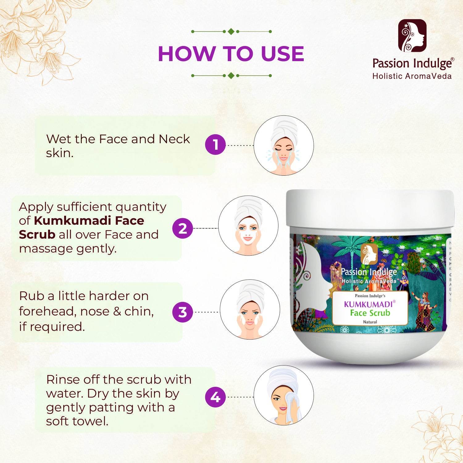 Kumkumadi Oil Face Scrub For Glowing Skin, Ayurvedic Exfoliating Scrub For Tan Removal And Blackheads | Plant Based Gentle Scrub (200 GM) - passionindulge