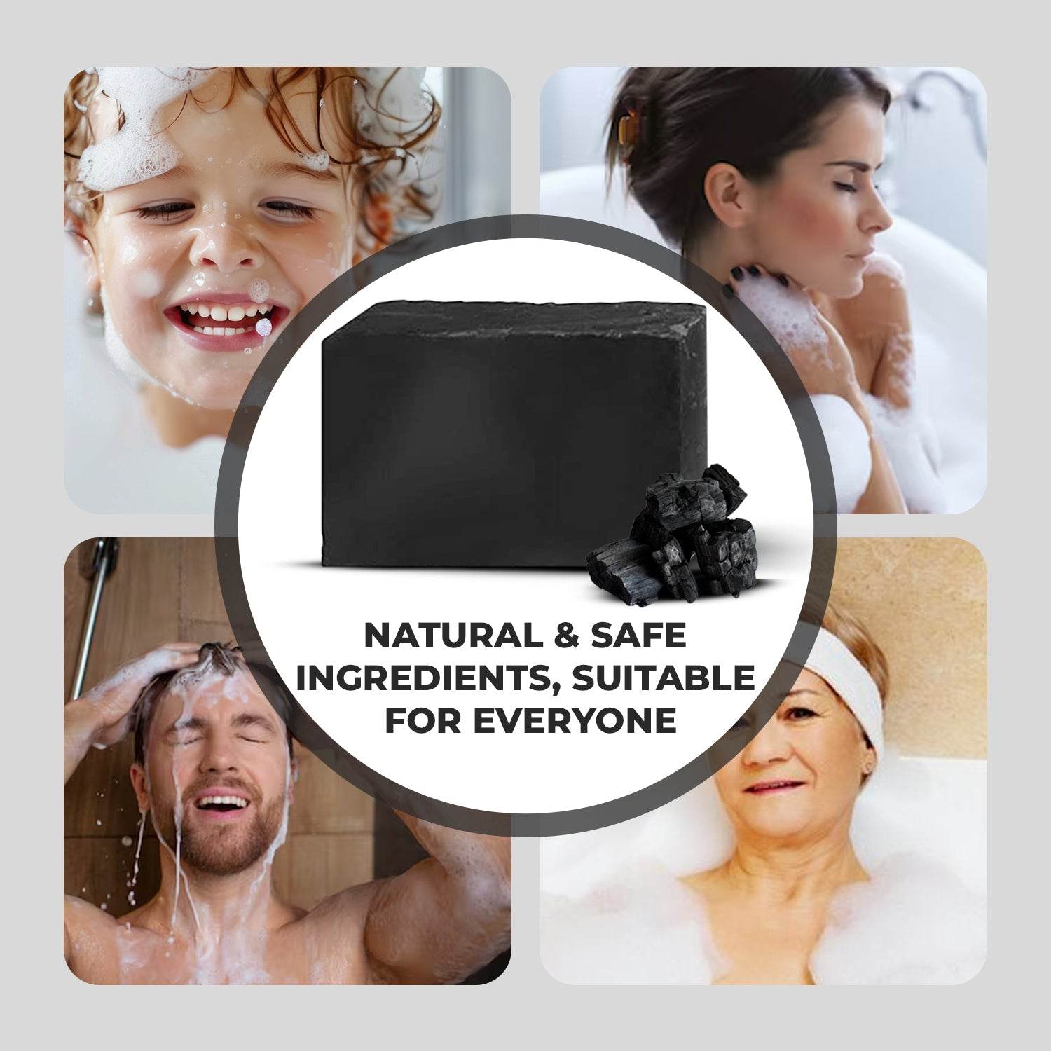 Handmade Bath Bar Soap Pearl Black (Charcoal) - each 100gm | Natural & Vegan |Peta Certified ( Pack of 3 ) - passionindulge