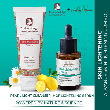 ADVANCE SKIN LIGHTENING COMBO - Passion Indulge Pearl Light Cleanser & ACTIHERBZ vitamins HGF Advanced aqua based Peptide Face Serum - passionindulge
