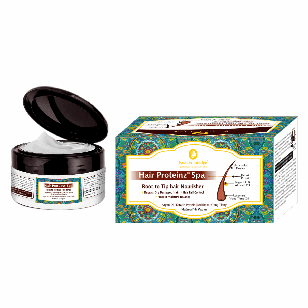 Hair Proteinz Spa Inbuilt Protein Booster | Nutrition for Hair | Repair Damaged | Hair Fall Control | Dry Hair | Soft & Shine Hair | Natural | 250gm - passionindulge