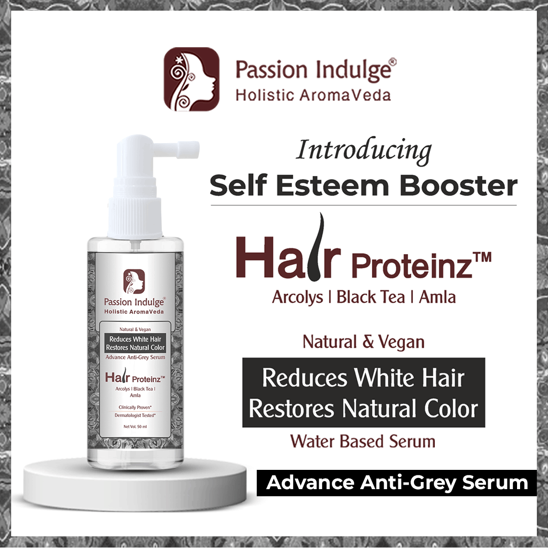 HAIR PROTEINZ ANTI-GREY HAIR SERUM - PACK OF 2 with Arcolys, Black Tea & Amla | Reduces White Hair | Restore Natural Color - passionindulge