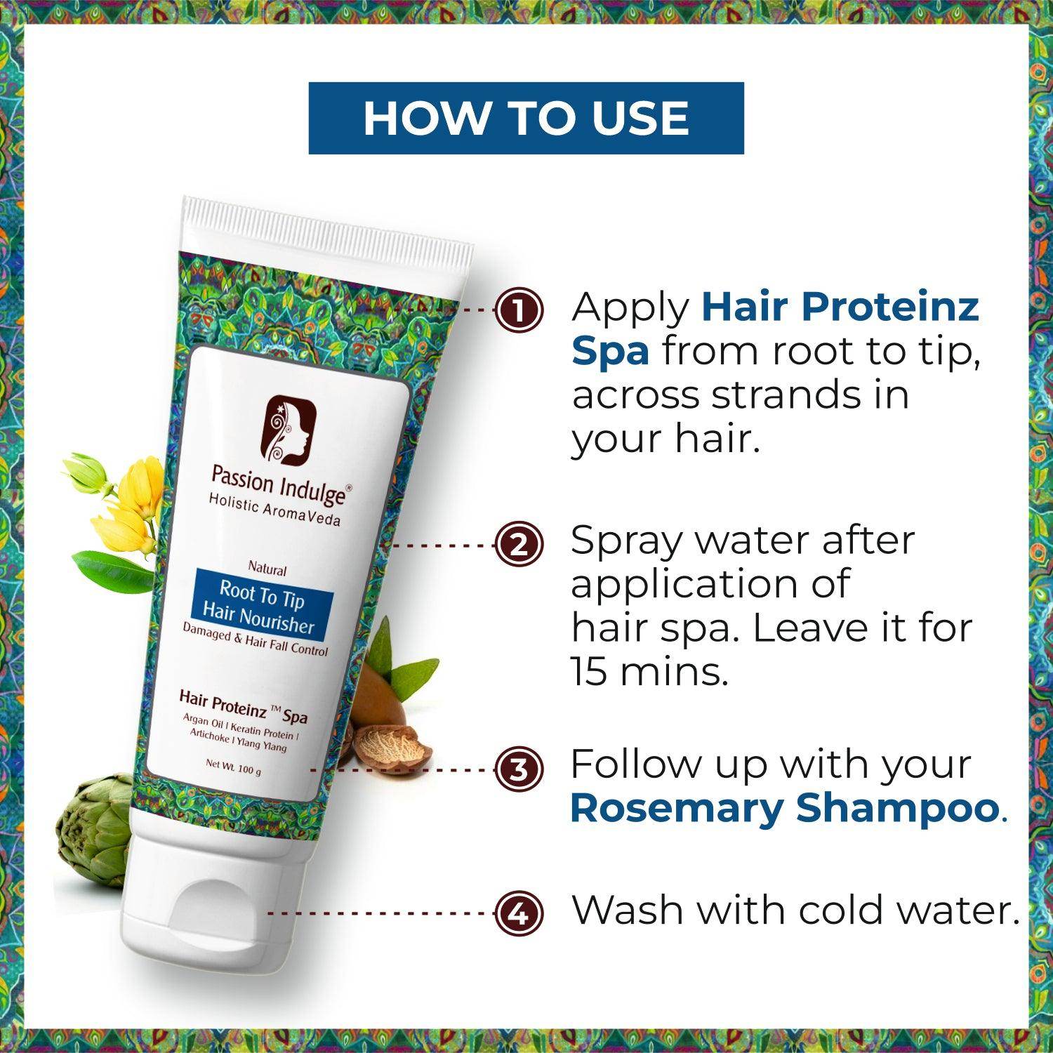 Anti Hair Fall Spa Kit - Hair Proteinz Hair Spa Inbuilt Protein Booster & Rosemary anti-hair fall conditioning shampoo | Suitable for all Hair Types - passionindulge