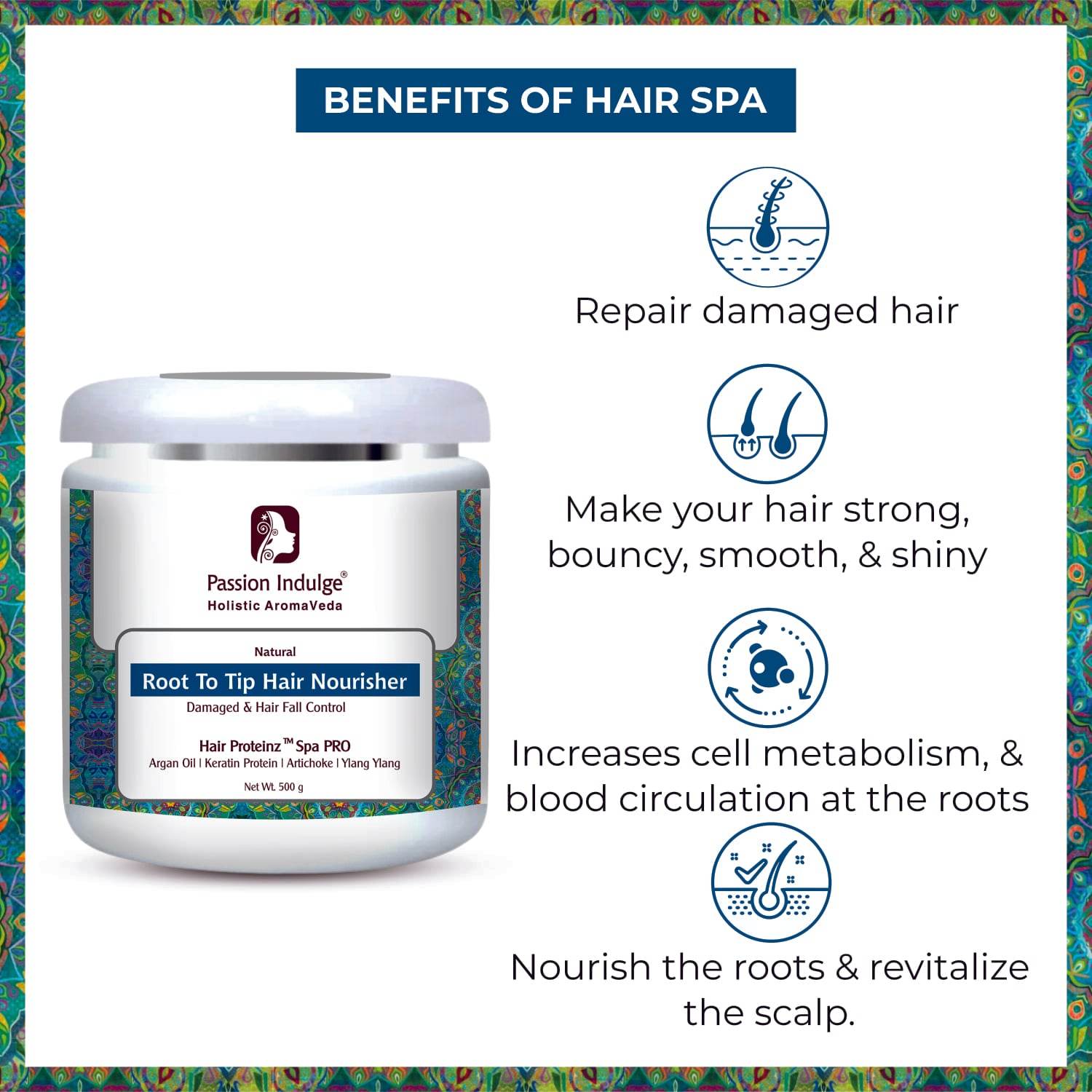 Professional Protein Hair Spa HAIR PROTEINZ PRO - 500 gm | Inbuilt protein for Damaged Hair & Hair fall control - passionindulge