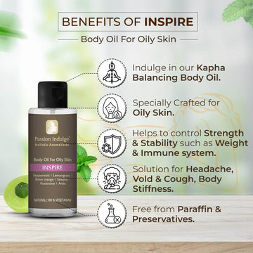 KAPHA Pain Relief Combo for Oily Skin- Inspire Body massage oil + Relievo Actirub Ointment | For Joints & Backache, Weight management & Body Stiffness