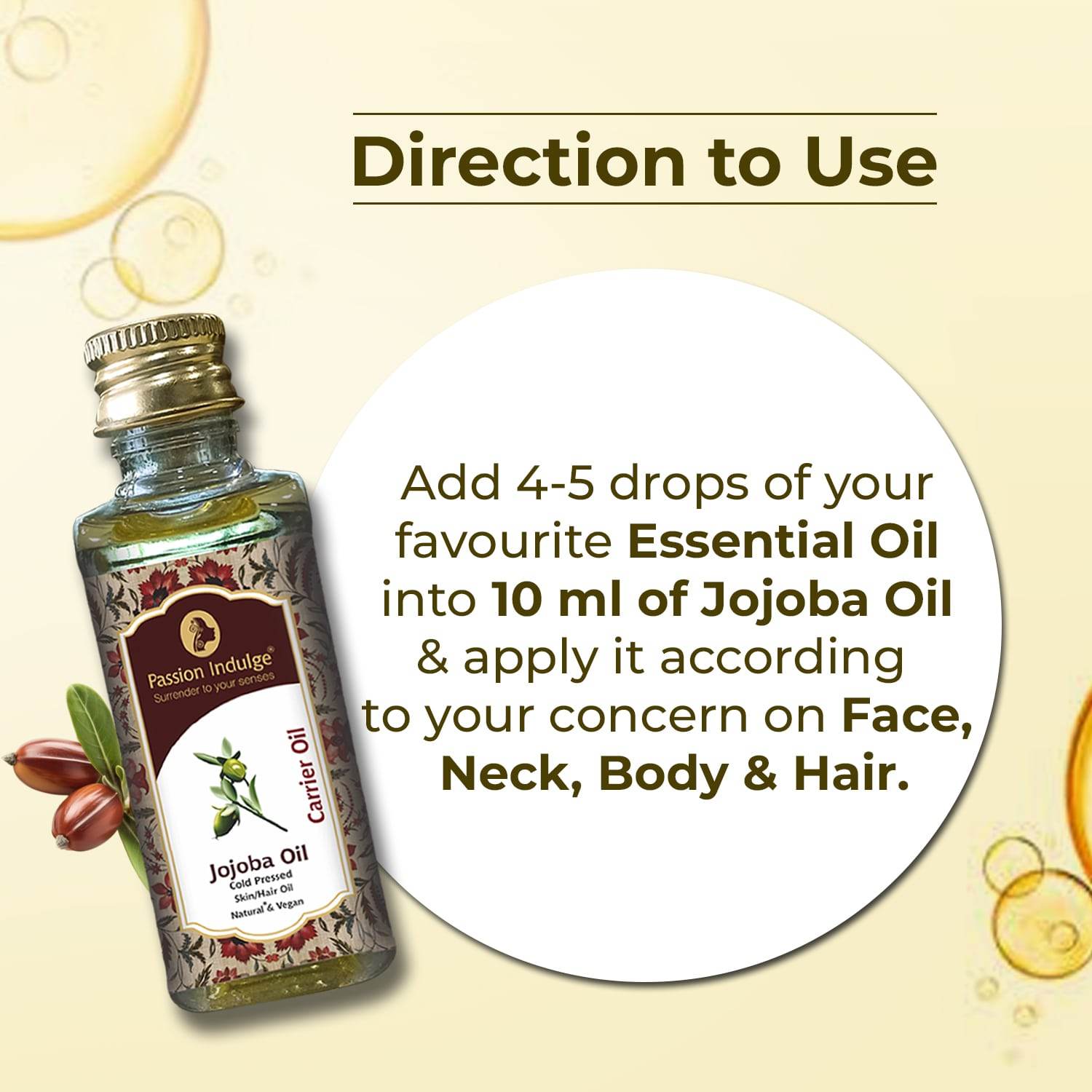 Jojoba Carrier Oil 60ml for Hair Growth | Reduces Hair Loss | Dandruff and Scalp Disorders | Help Prevent Hair Thinning | Natural & Vegan - passionindulge