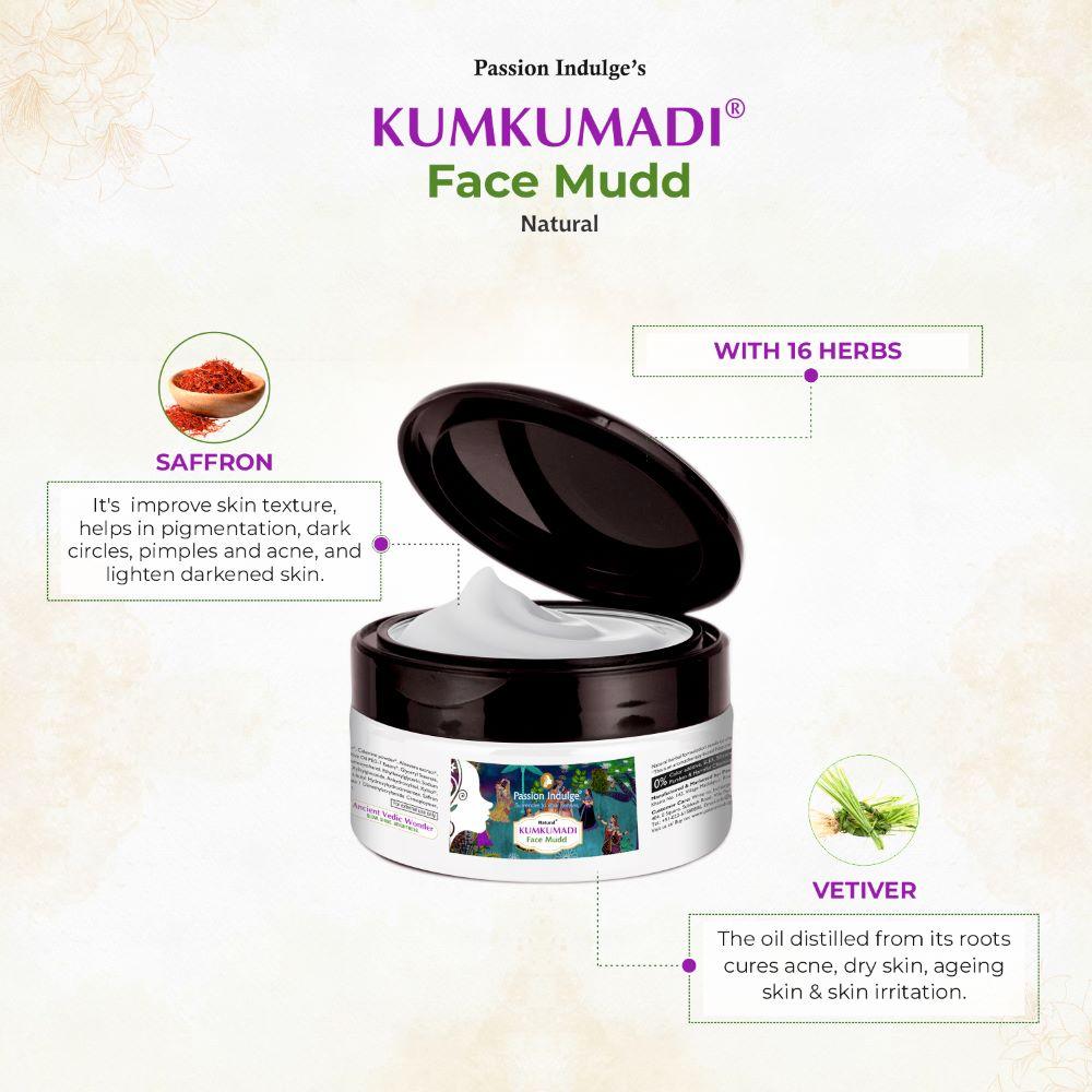 Kumkumadi Face Mudd Pack For Glowing & Shine Skin | Brightening | Anti-Aging | Face Pack with Saffron, Vetiver & 16 Herbs | Natural & Ayurvedic | All Skin Type 250gm - passionindulge
