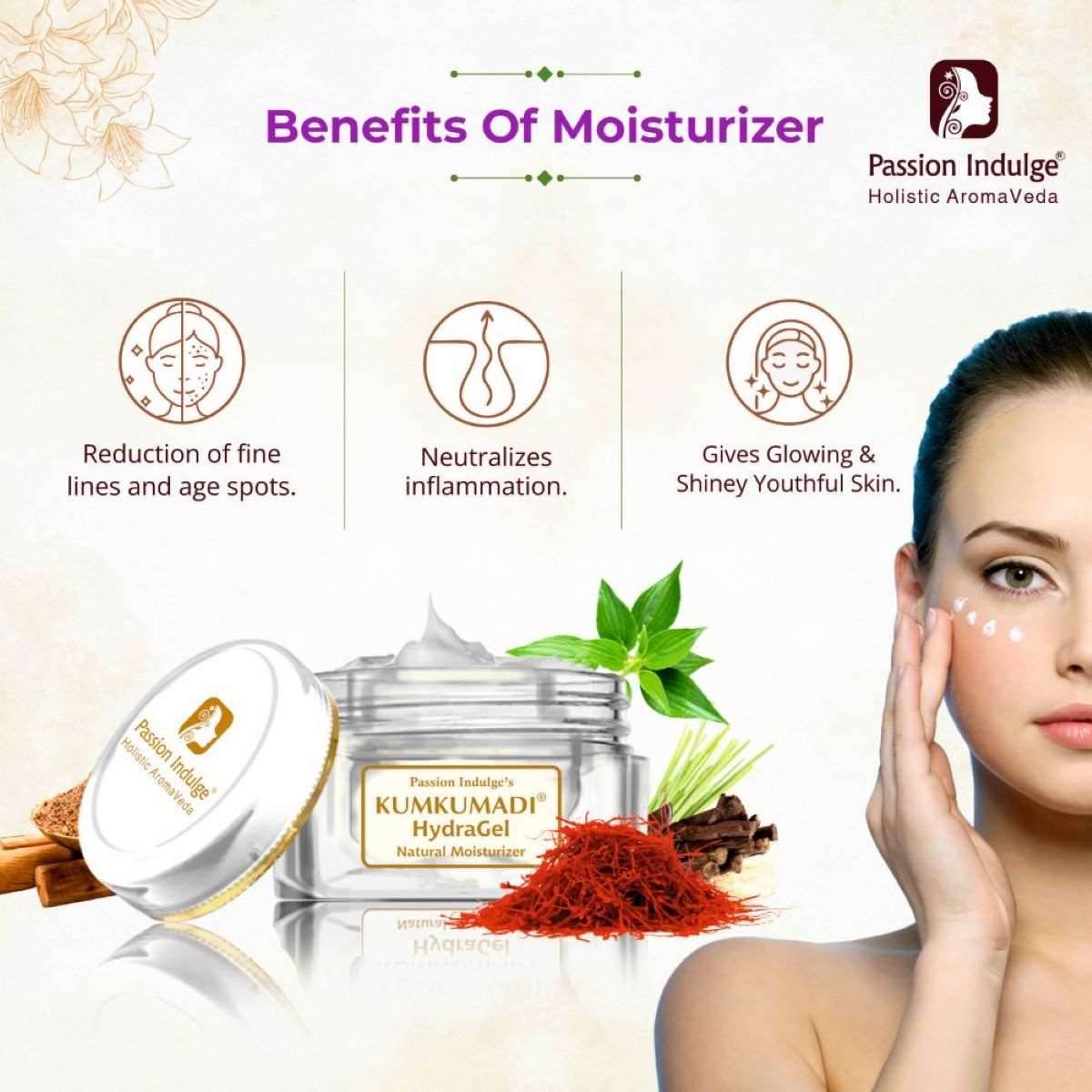 Kumkumadi Face Cleanser 100ml & Hydragel (Moisturizer) 50gm For Glowing Skin | Shine & Brightness | Anti Ageing | Anti Wrinkle | Pigmentation |with Saffron, Vetiver & 16 Herbs | Natural & Ayurvedic | for all Skin Type - passionindulge