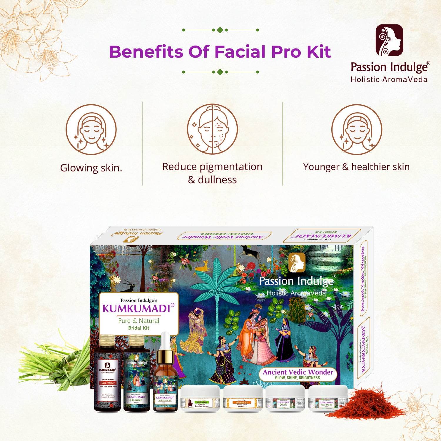Kumkumadi 7 Star Facial kit - PACK OF 2 - Kumkumadi oil based For Glowing & Radiant Skin - passionindulge