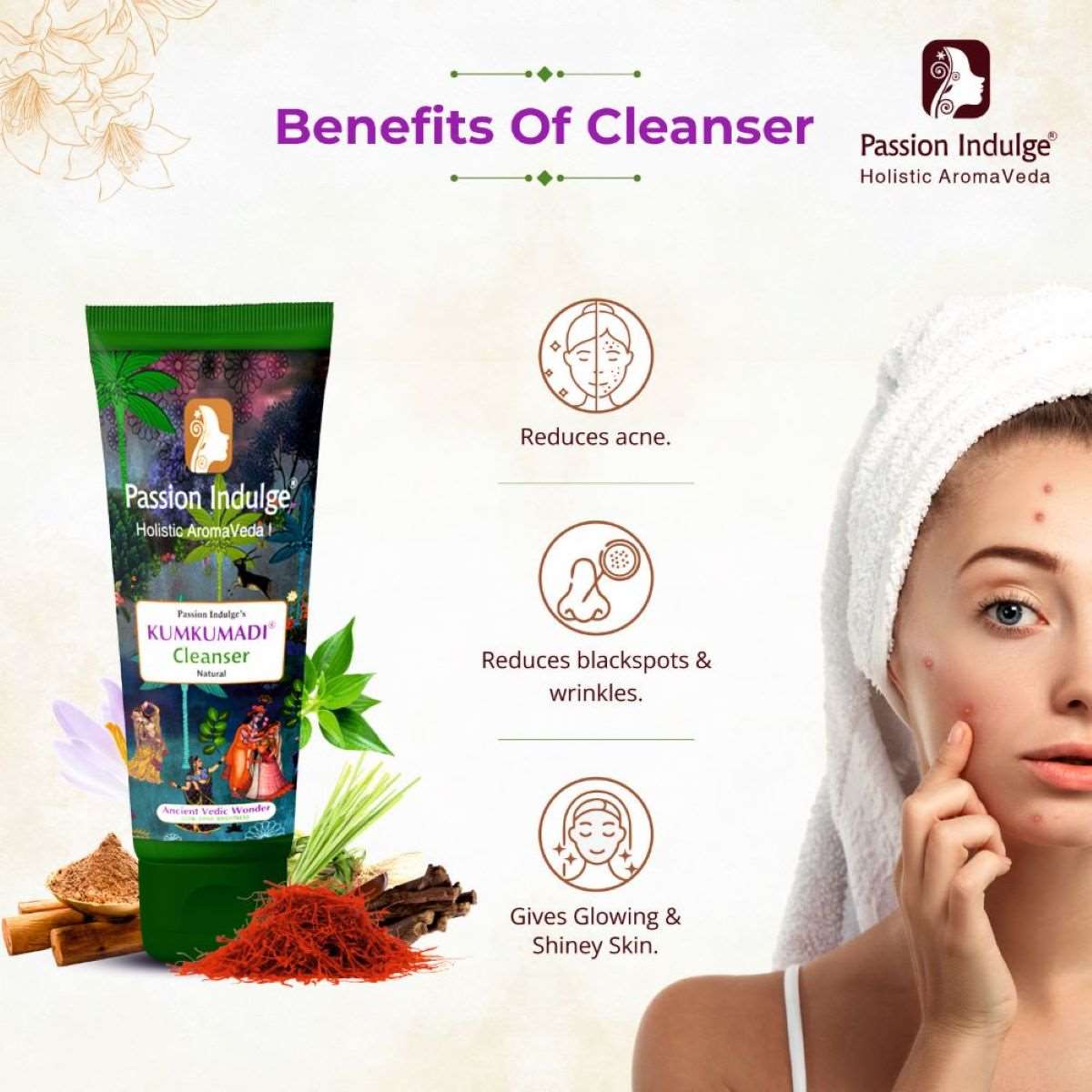 Kumkumadi Face Cleanser 100ml & Hydragel (Moisturizer) 50gm For Glowing Skin | Shine & Brightness | Anti Ageing | Anti Wrinkle | Pigmentation |with Saffron, Vetiver & 16 Herbs | Natural & Ayurvedic | for all Skin Type