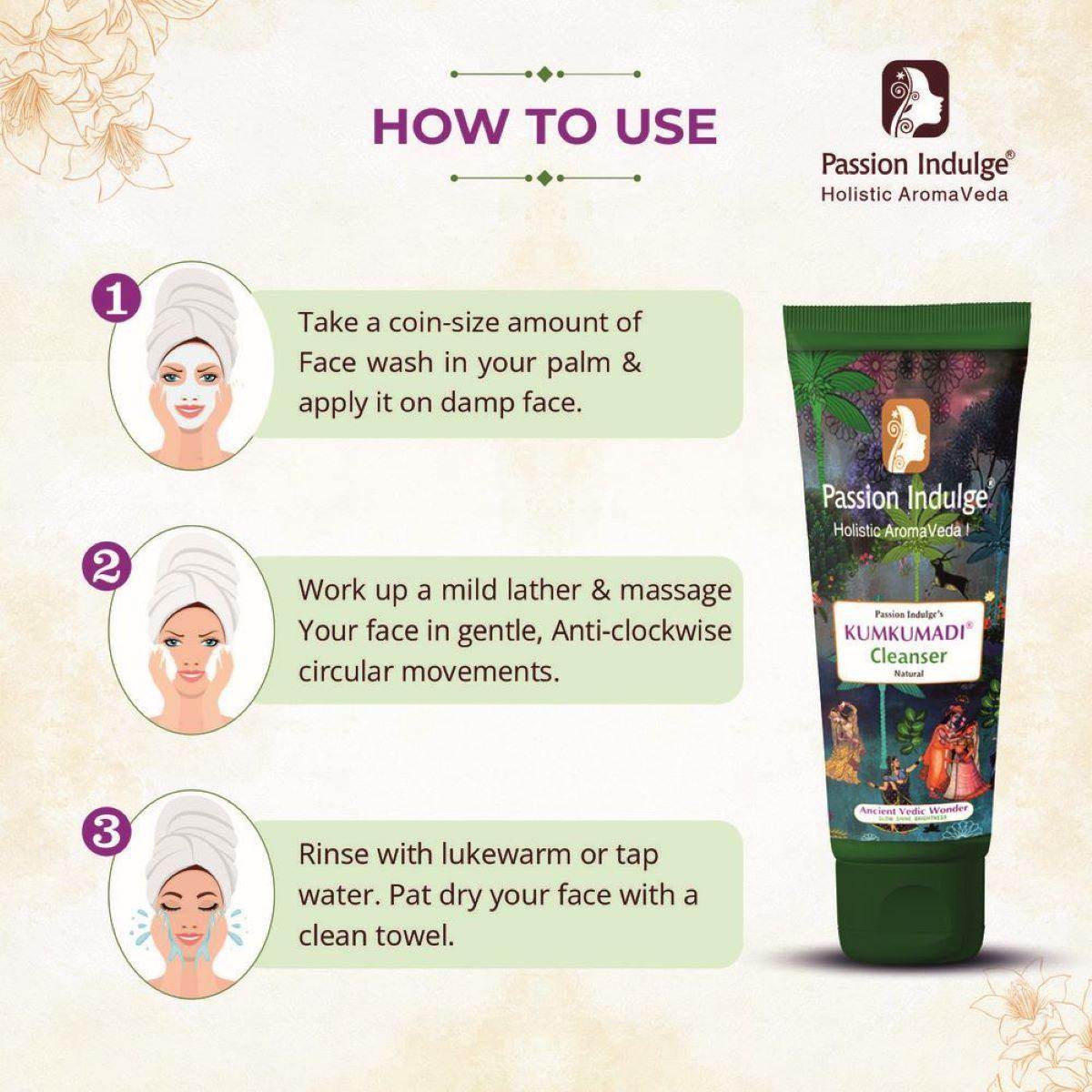 Kumkumadi Cleanser For Glowing Skin | Shine & Brightness | Anti Aging | Anti Wrinkle| Ayurvedic & Natural | with Saffron, Vetiver & 16 Herbs| All Skin Types - 100ml - passionindulge